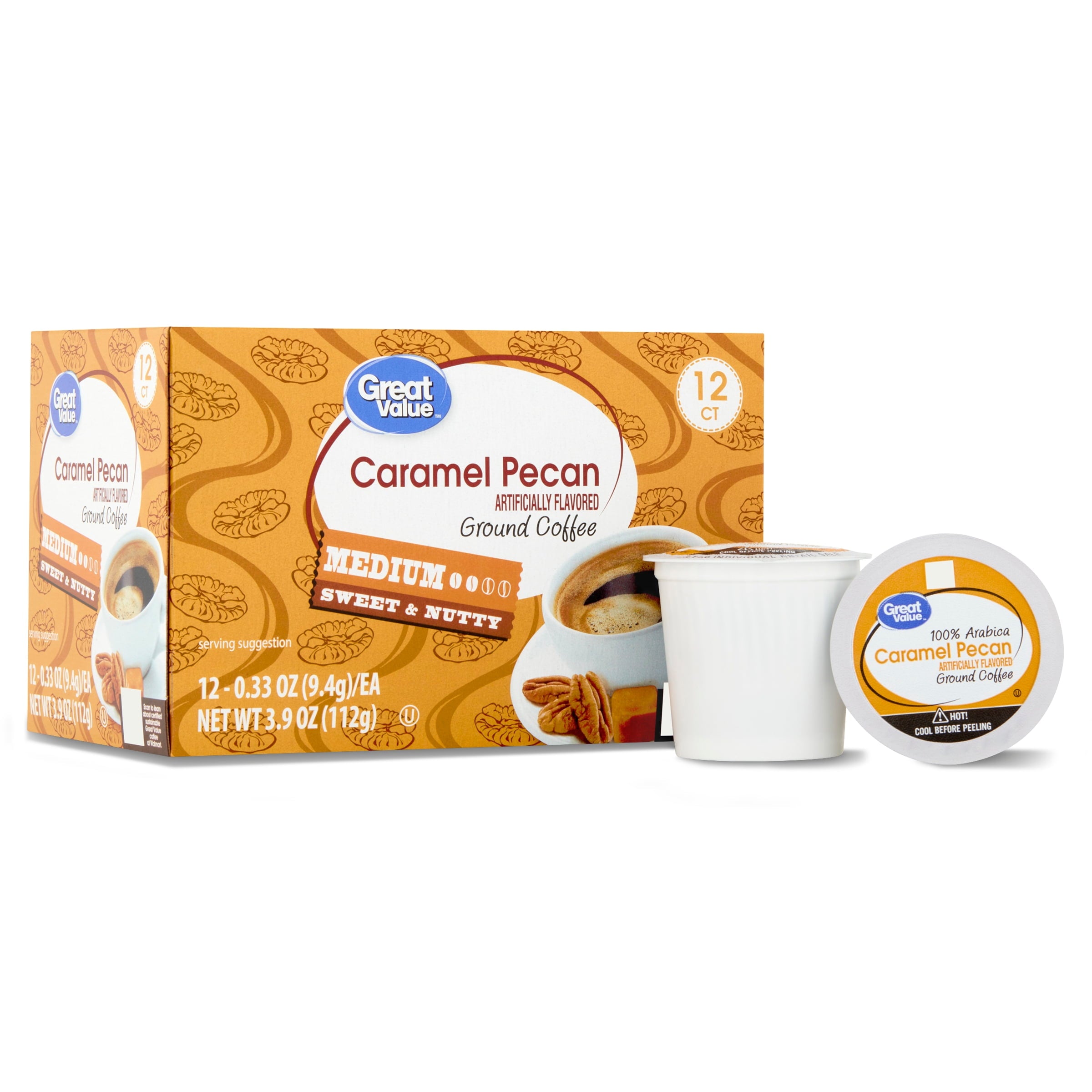 Great Value Caramel Pecan Medium Roast Coffee Pods 12 Count