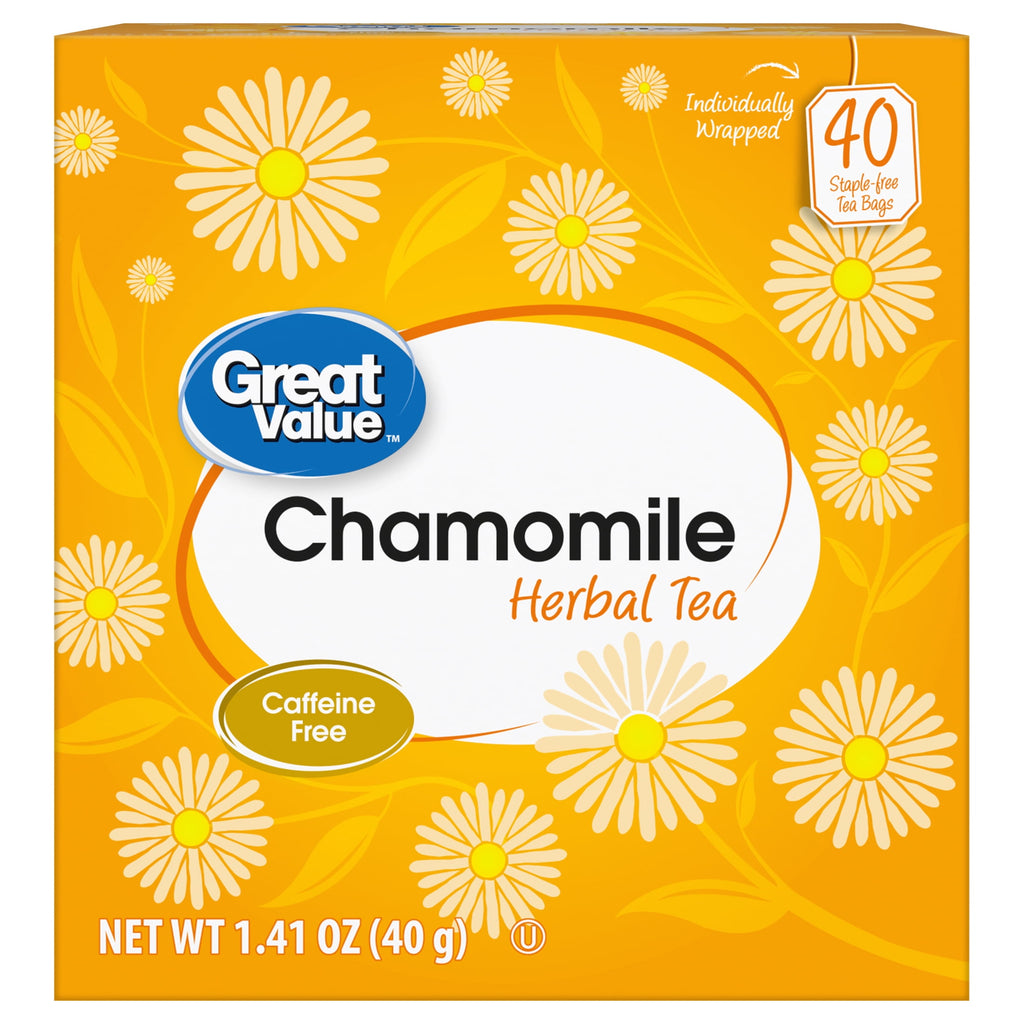 Great Value Chamomile Naturally Decaffeinated Herbal Tea Bags 1.41 oz 40 Count