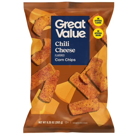 Great Value Chili Cheese Flavored Corn Chips, 9.25 oz