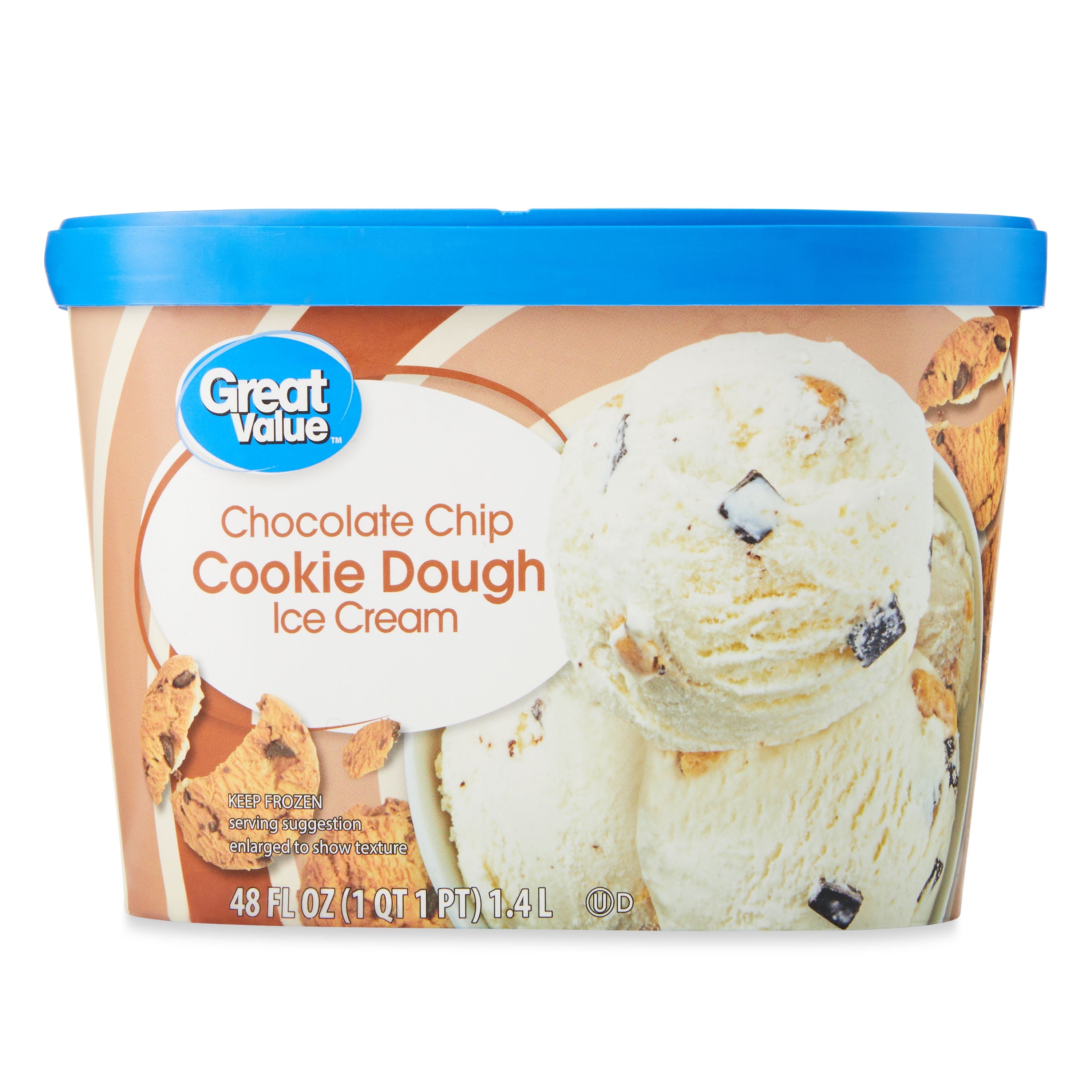 Great Value Chocolate Chip Cookie Dough Ice Cream 48 Fl Oz