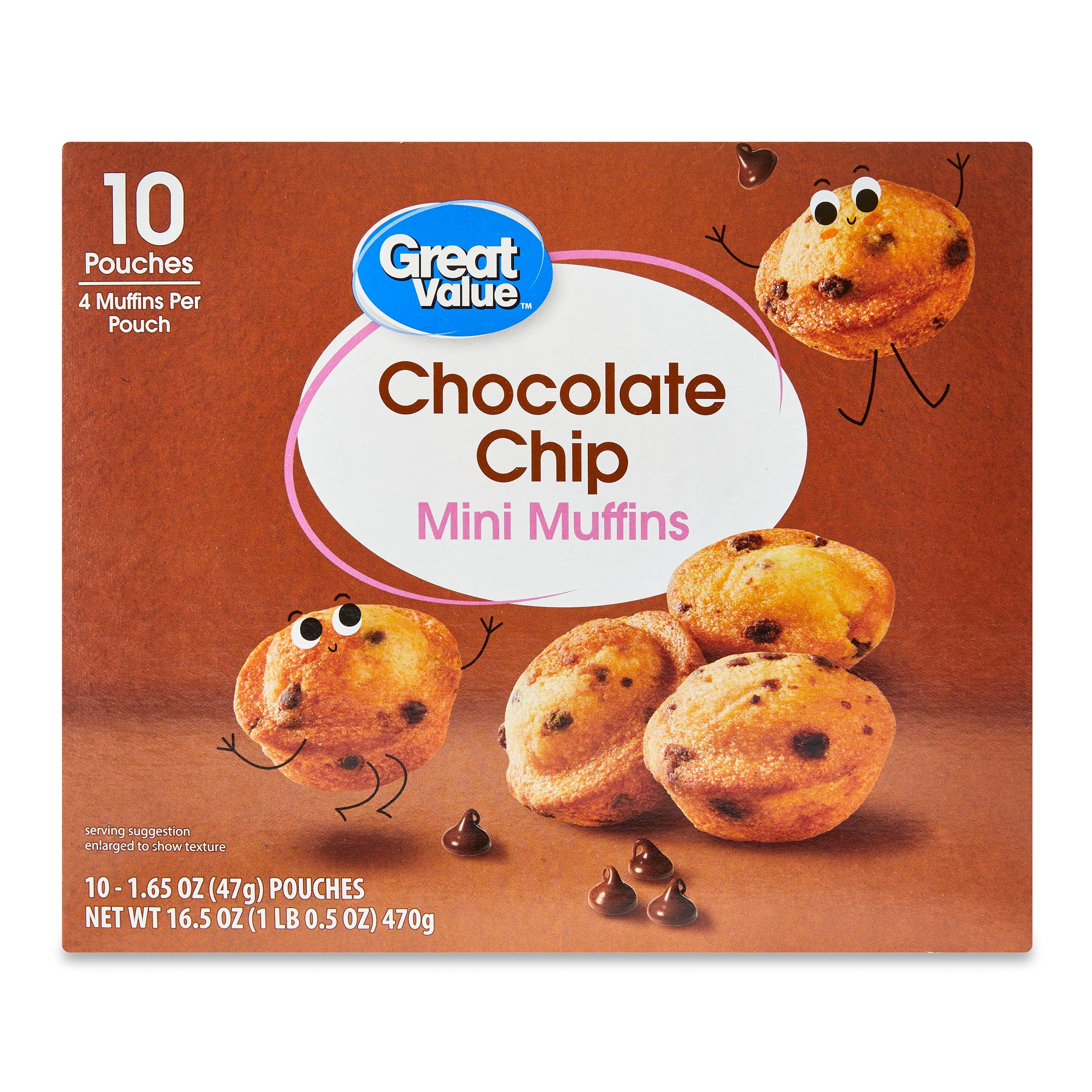Chocolate Chip Mini Muffins 16.5 Oz 10 Count Freshness Guaranteed