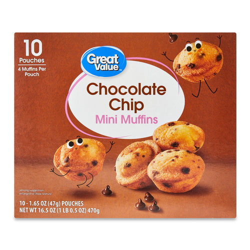 Chocolate Chip Mini Muffins 16.5 Oz 10 Count Freshness Guaranteed