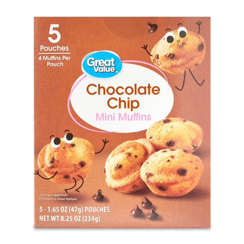 Chocolate Chip Mini Muffins 8.25 Oz 5 Count Great Value