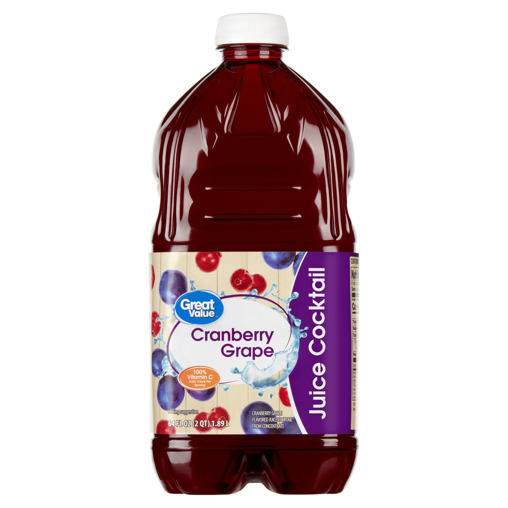 Great Value Cranberry Grape Juice Cocktail 64 fl oz Bottle