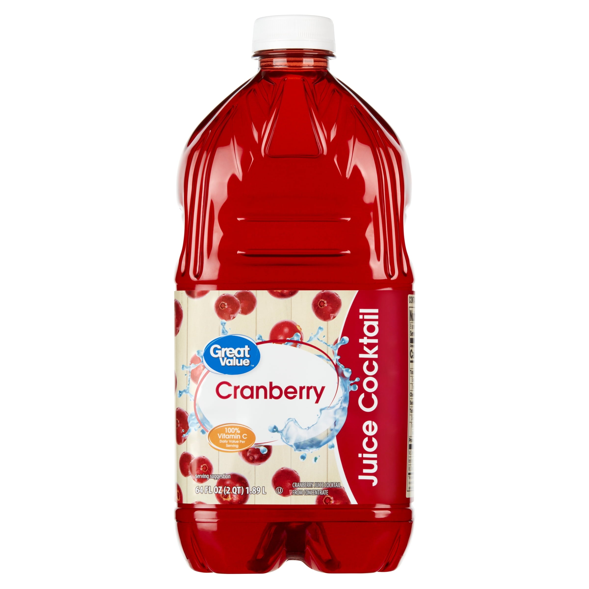 Great Value Cranberry Juice Cocktail 64 fl oz Bottle