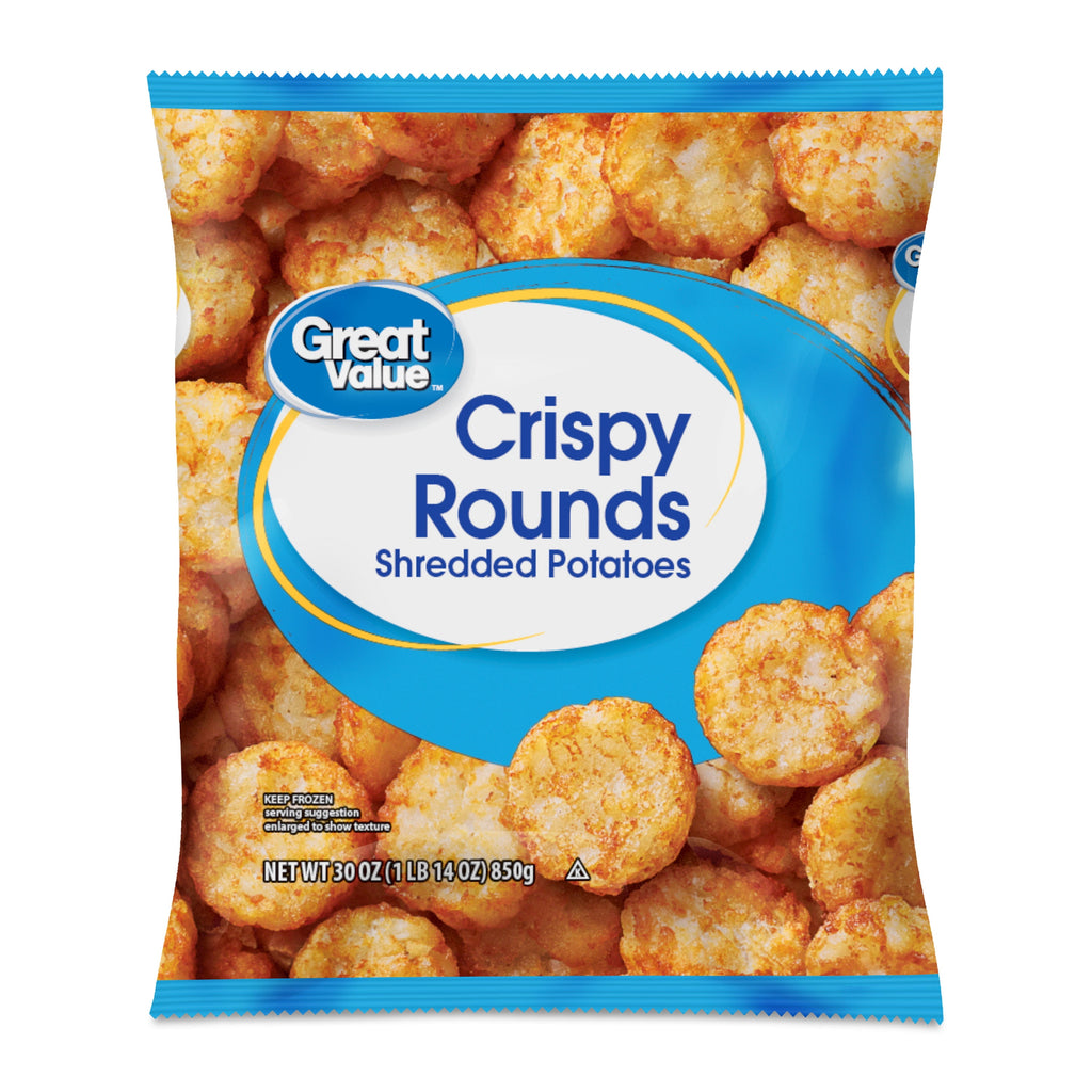 Great Value Crispy Rounds Shredded Potatoes Frozen 30 Oz