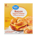 Great Value Bacon Egg & Cheese Croissant Sandwiches Frozen 4 Count 14.64 Oz
