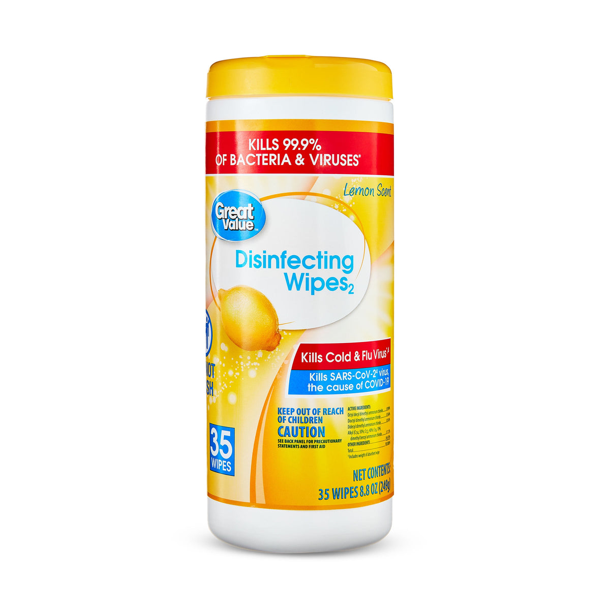 Great Value Disinfecting Wipes Lemon Scent 35 Count