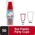 Great Value Disposable Plastic Party Cups, Red, 9 oz, 50 Count