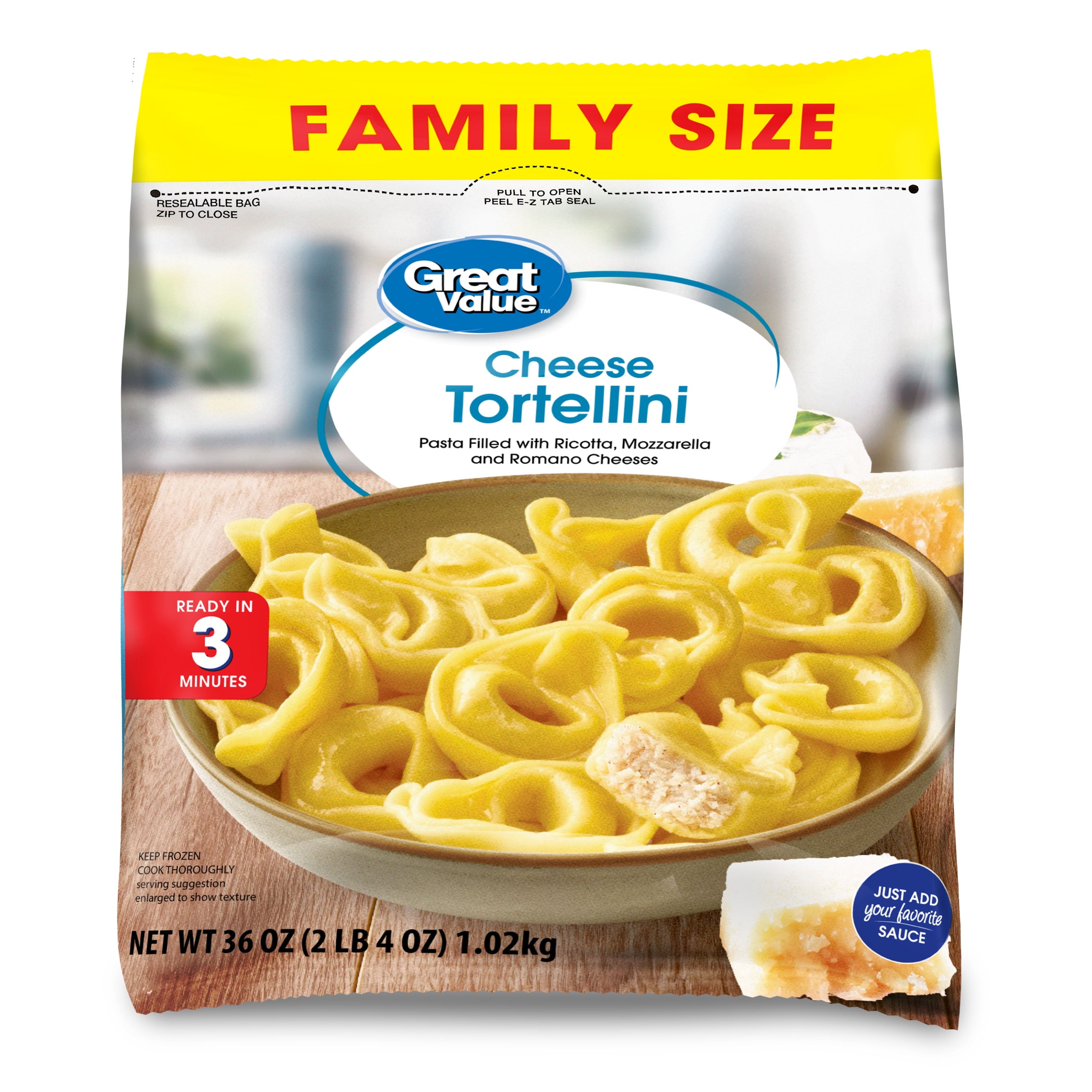 Great Value Family Size Cheese Tortellini 36 Oz Frozen