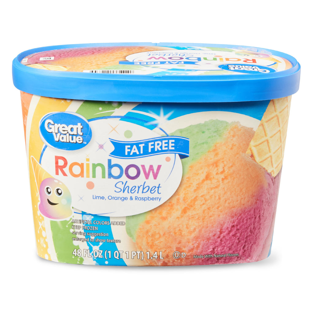 Great Value Fat Free Rainbow Sherbet 48 Fl Oz