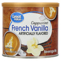 Great Value French Vanilla Naturally Caffeinated Instant Cappuccino Drink Mix 16 oz Canister