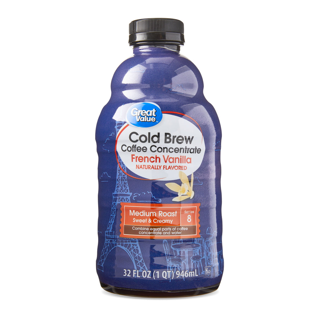 Great Value French Vanilla Cold Brew Coffee Concentrate 32 fl oz Bottle
