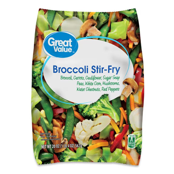 Great Value Broccoli Stir Fry with Mixed Vegetables, 20 oz Bag (Frozen)