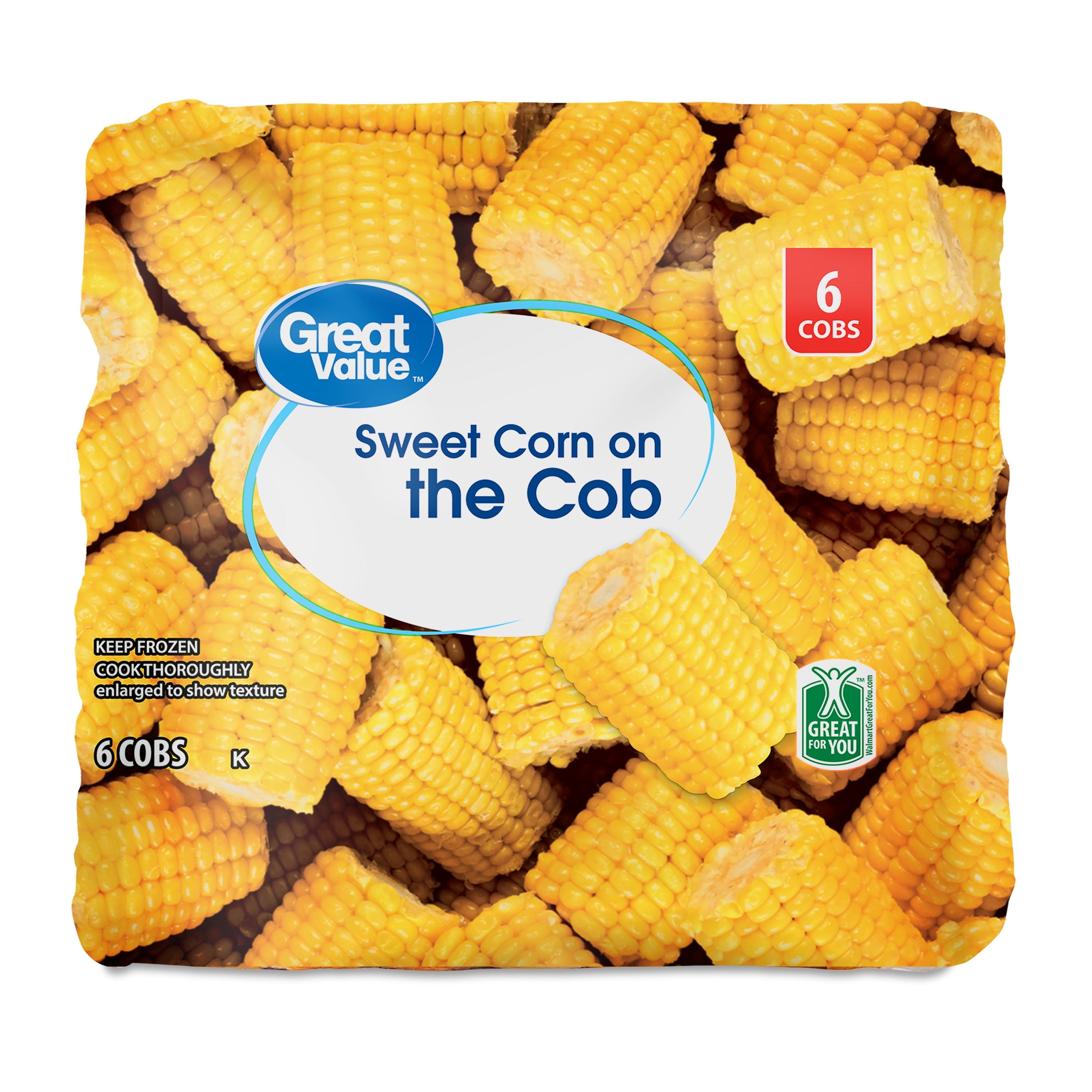 Great Value Sweet Corn On The Cob Frozen 6 Count 18 Oz