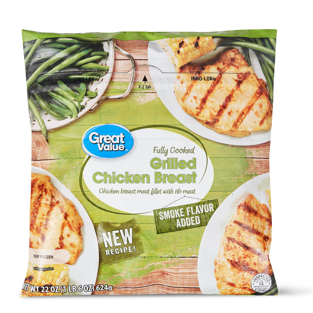 Great Value Fully Cooked Grilled Chicken Breast Frozen 22 Oz