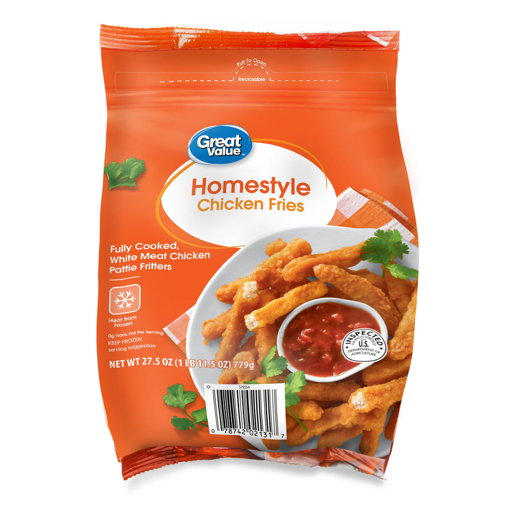 Great Value Homestyle Chicken Fries 27.5 Oz Frozen