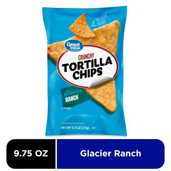 Great Value Glacier Ranch Tortilla Chips, 9.75 oz Bag