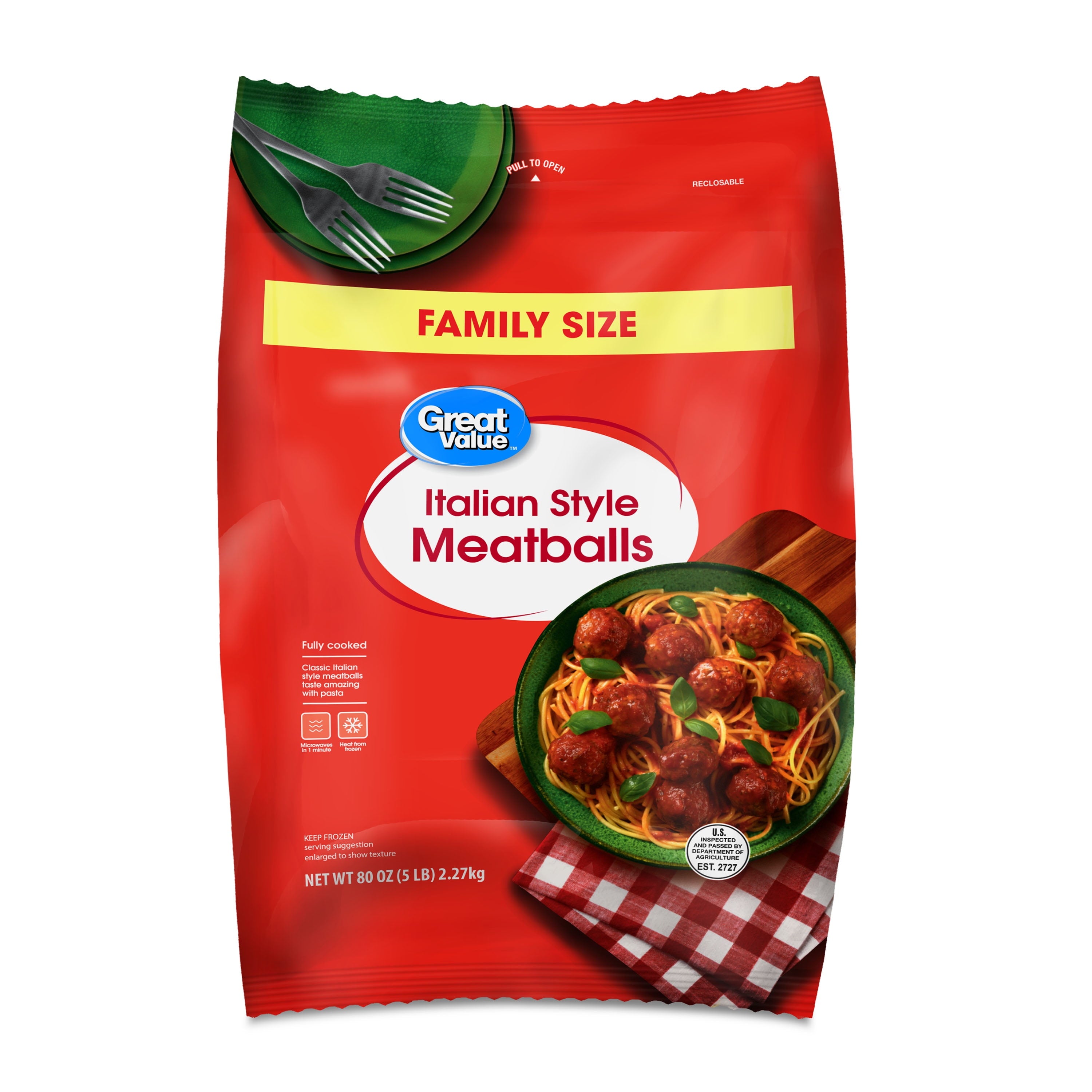 Great Value Italian Style Fully Cooked Beef Meatballs Frozen 80 Oz