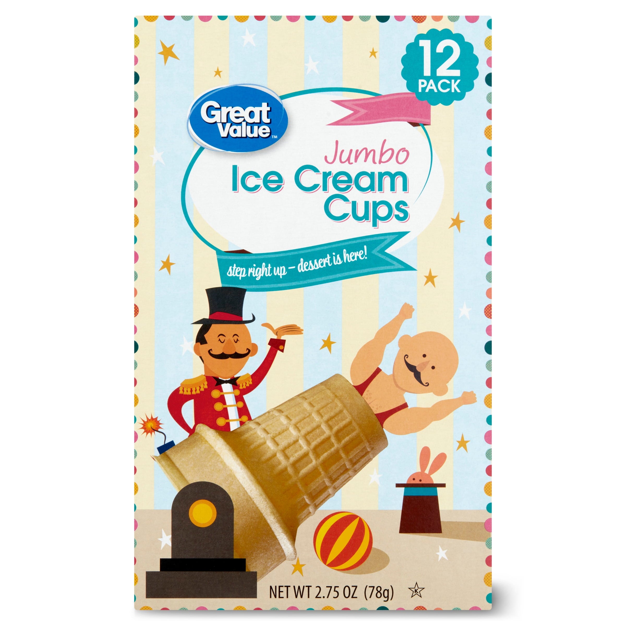 Great Value Jumbo Ice Cream Cups 2.75 Oz 12 Count