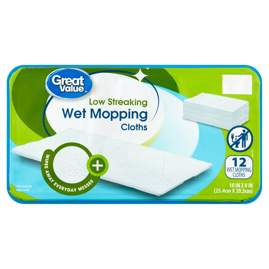 Great Value Low Streaking Wet Mopping Cloths 12 Count