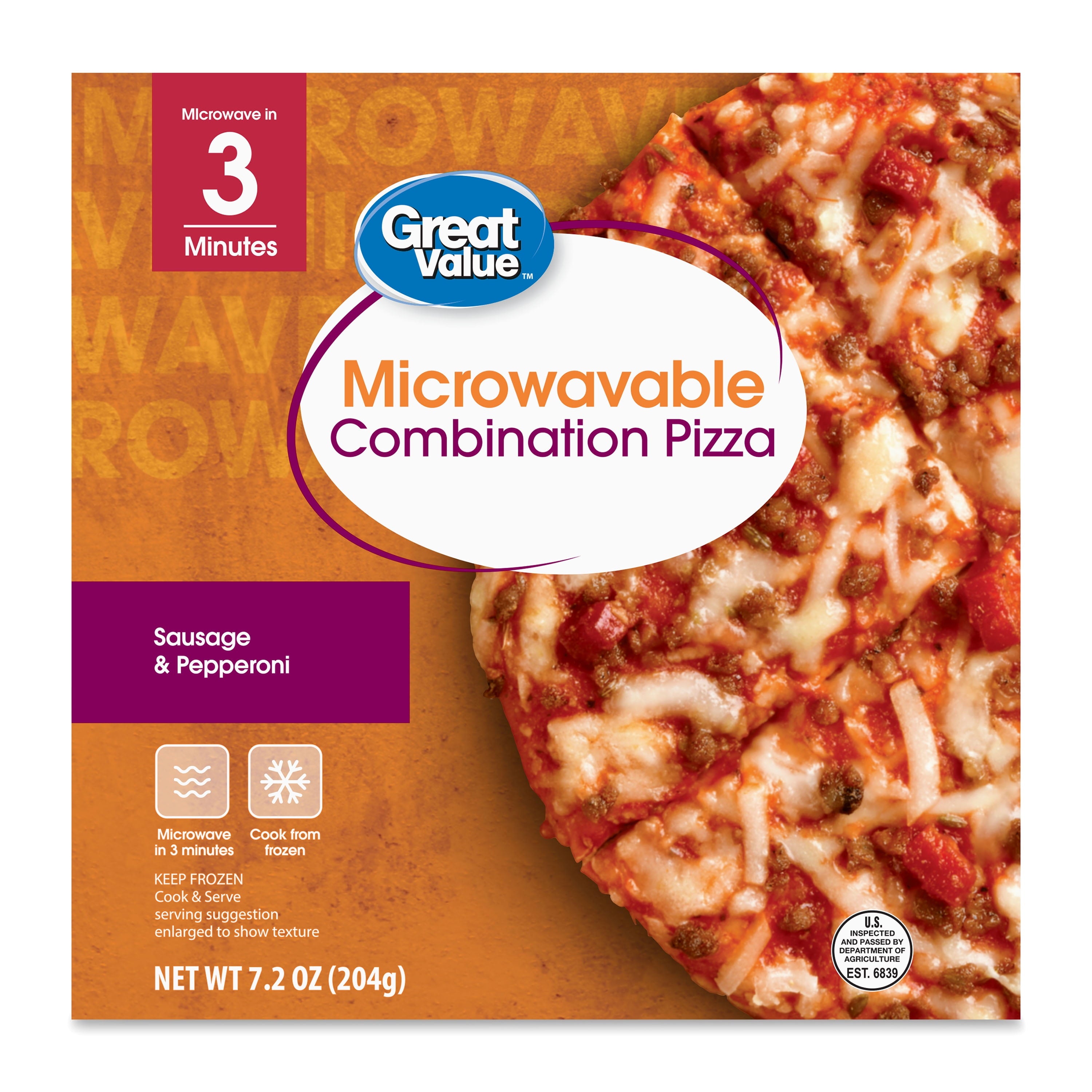 Great Value Sausage And Pepperoni Combination Pizza 7.2 Oz Frozen