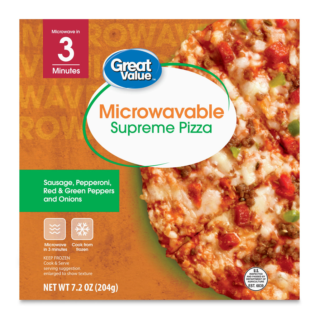 Great Value Microwavable Supreme Frozen Pizza 7.2 Oz