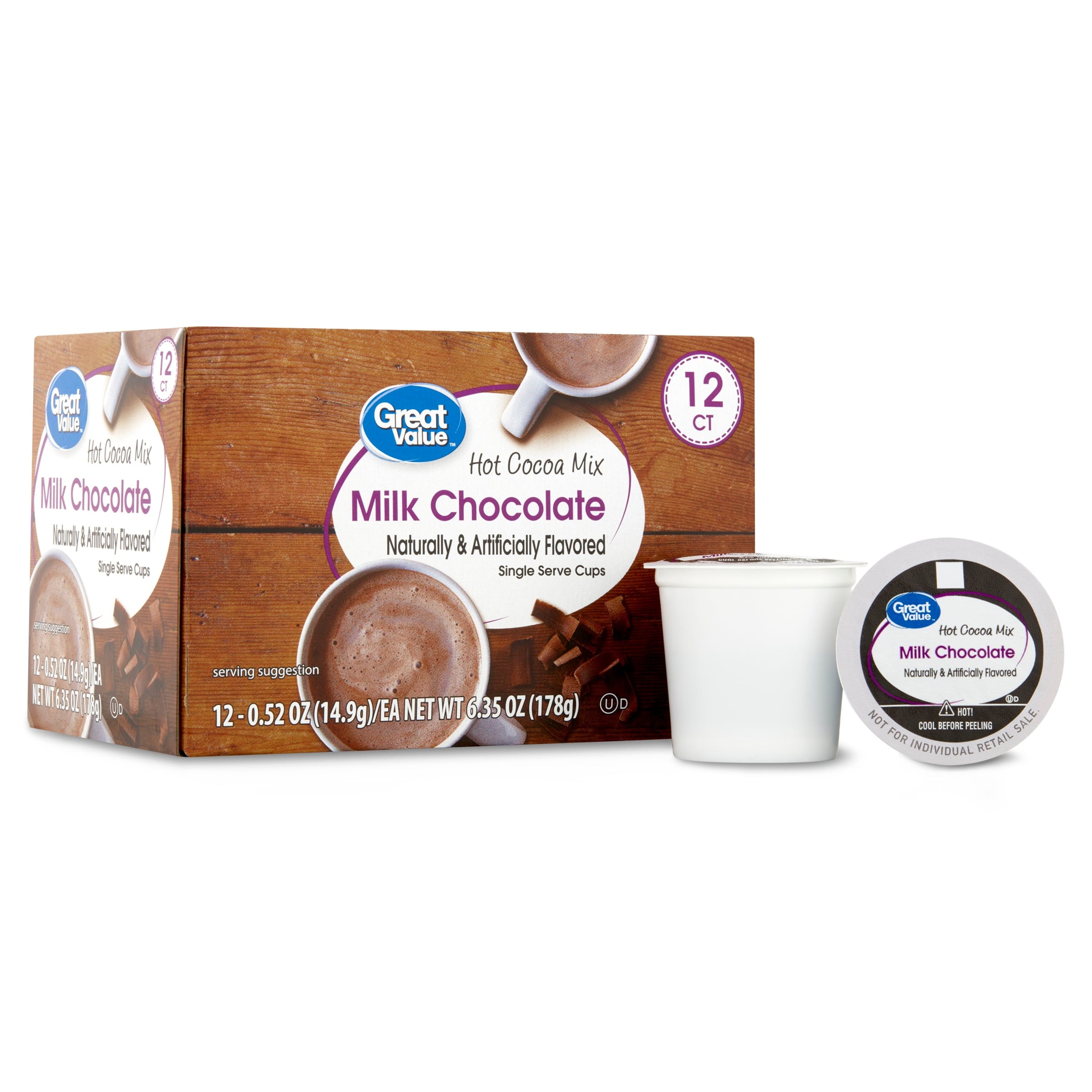Great Value Milk Chocolate Hot Cocoa Mix Single Serve Cups 12 Count