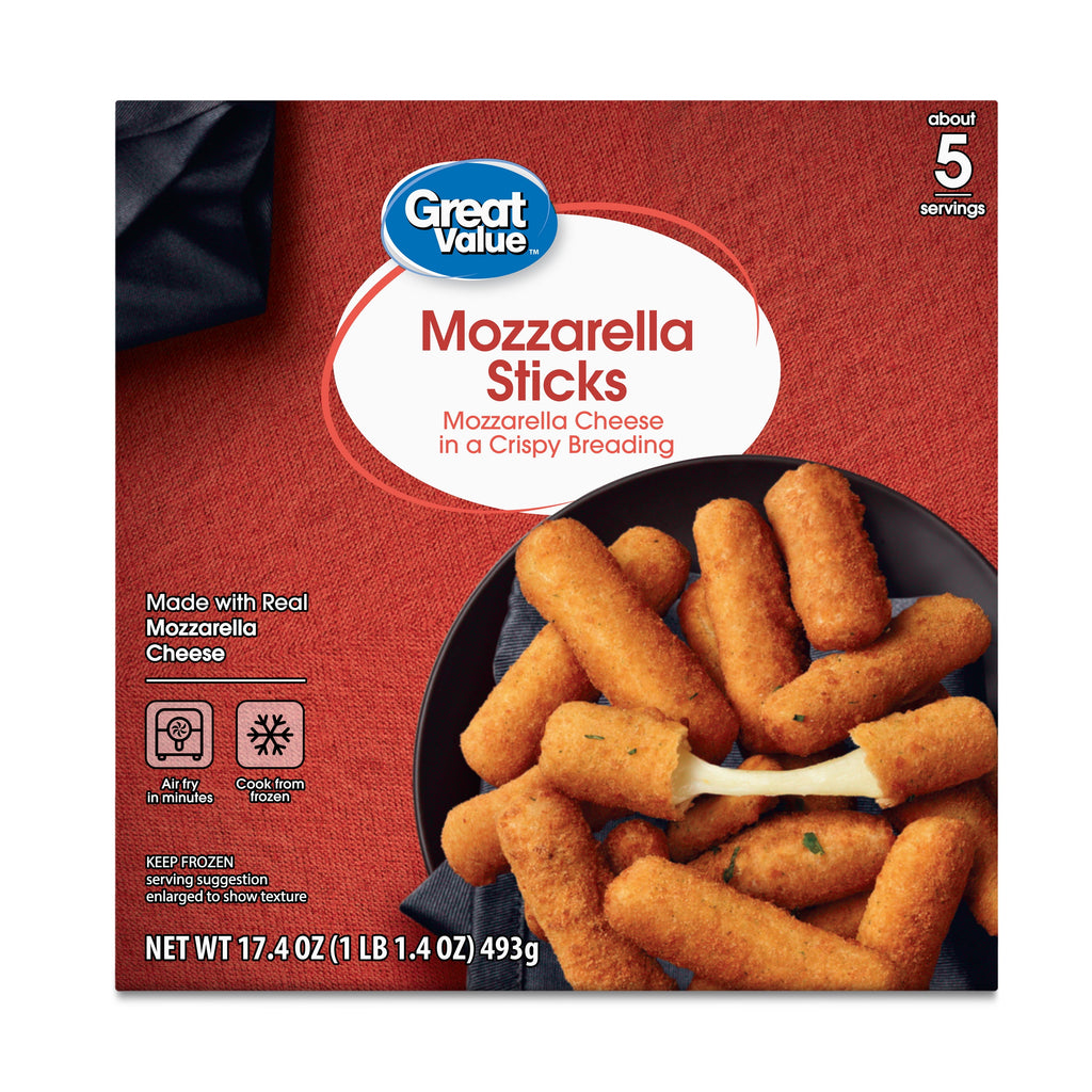Great Value Mozzarella Cheese Sticks 17.4 Oz Frozen Appetizer