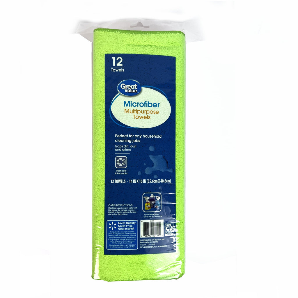 Great Value Multipurpose Microfiber Household Cleaning Cloths Multicolor 12 Count