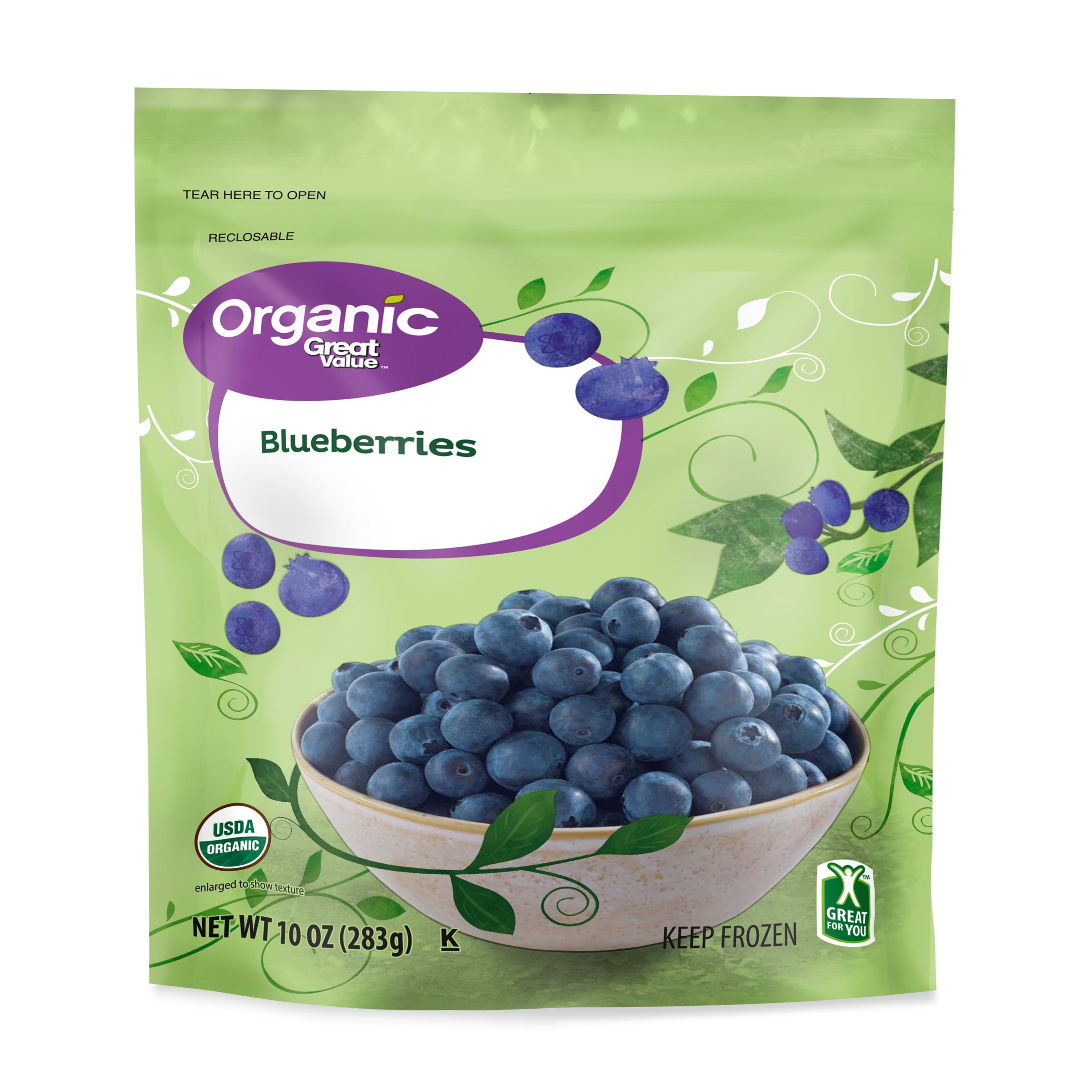 Great Value Organic Blueberries Frozen 10 Oz