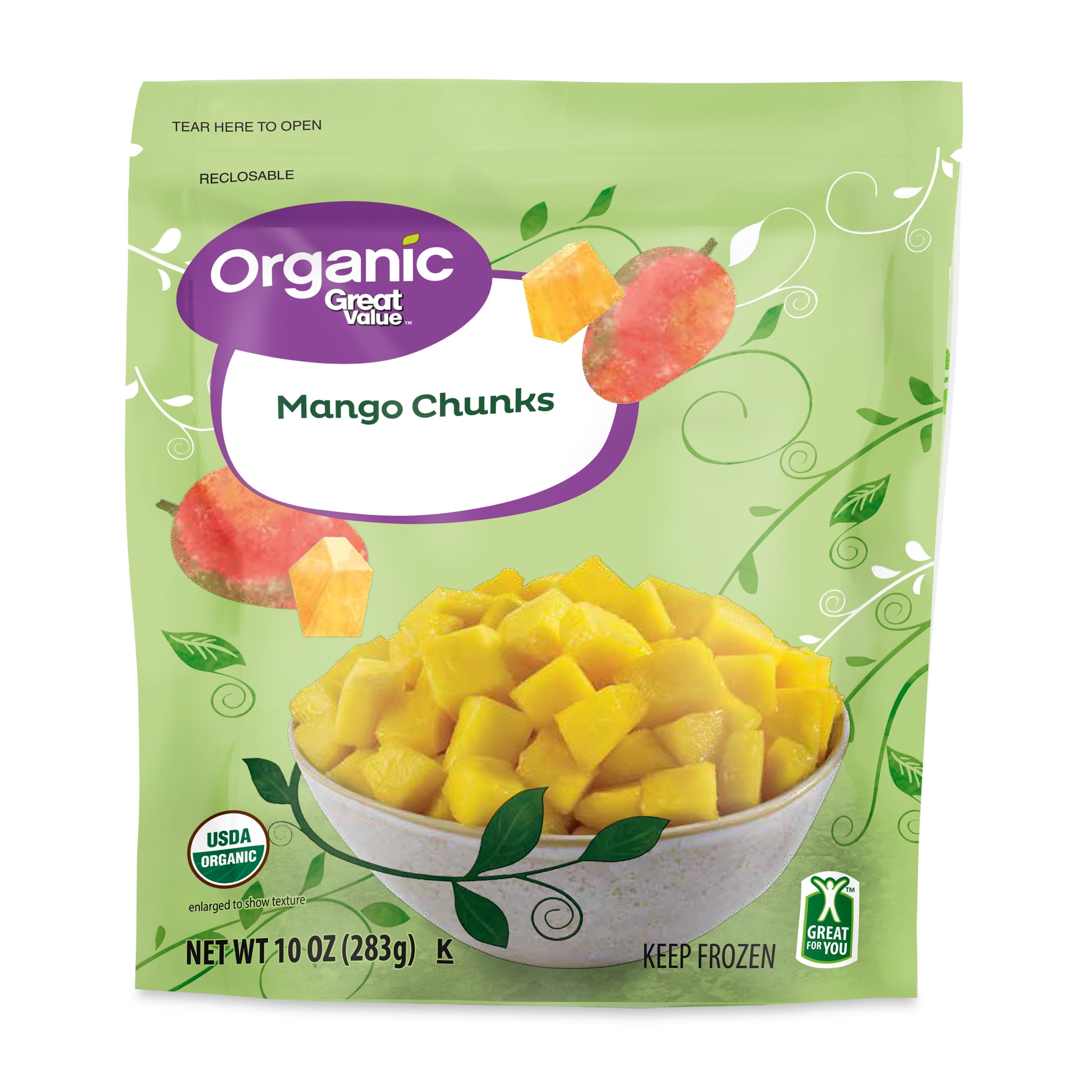 Great Value Organic Mango Chunks Frozen 10 Oz