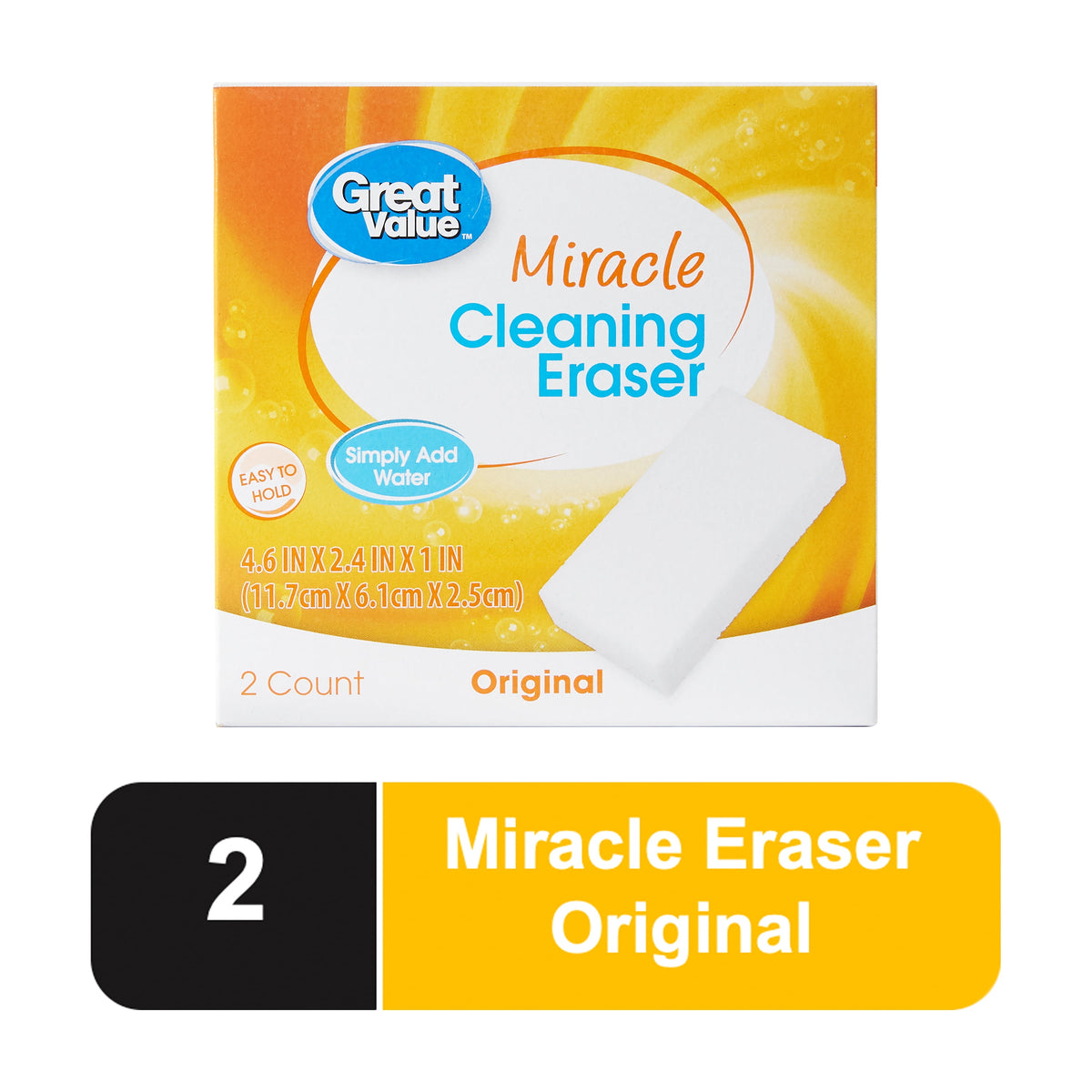 Great Value Cleaning Eraser Original White 2 Count