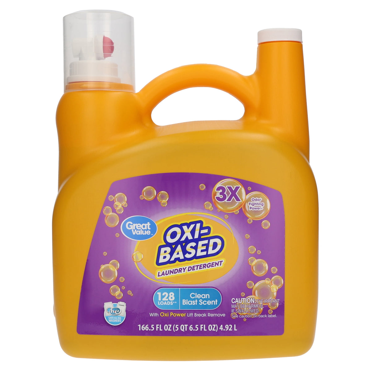 Great Value Oxi-Based Liquid Laundry Detergent Clean Blast 166.5 fl oz 128 Loads