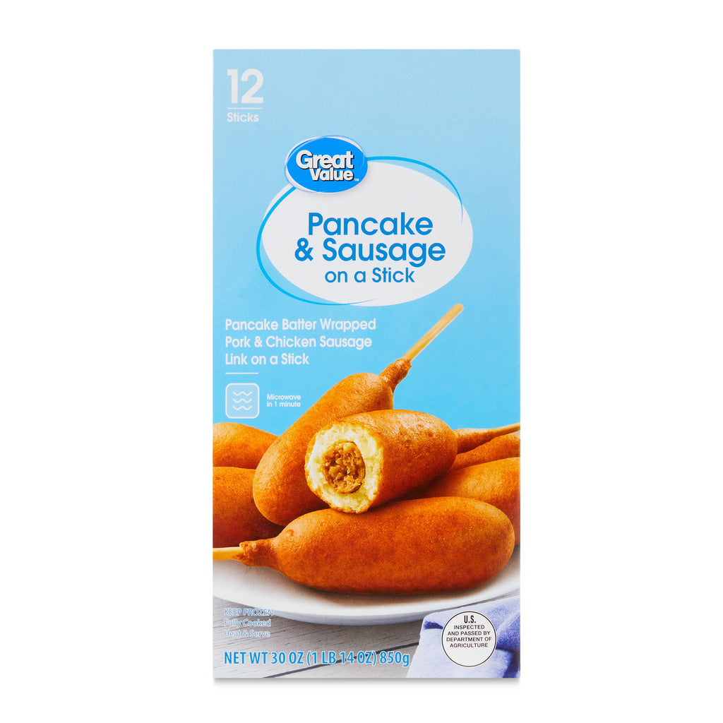Great Value Pancakes & Sausage on a Stick Frozen 12 Count 30 Oz