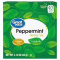 Great Value Peppermint Herbal Tea Bags Caffeine Free 2.12 oz 40 Count