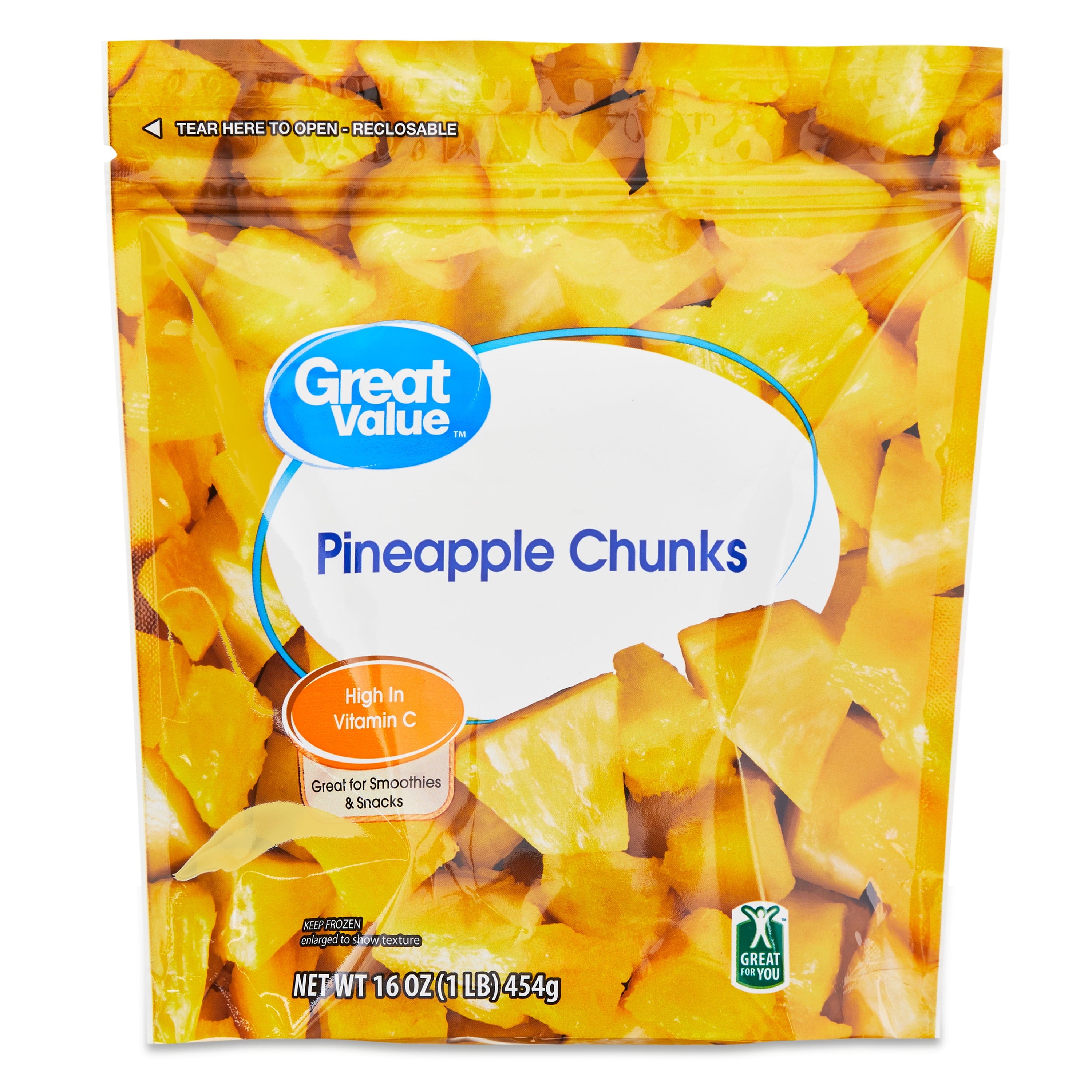 Great Value Pineapple Chunks Frozen 16 Oz