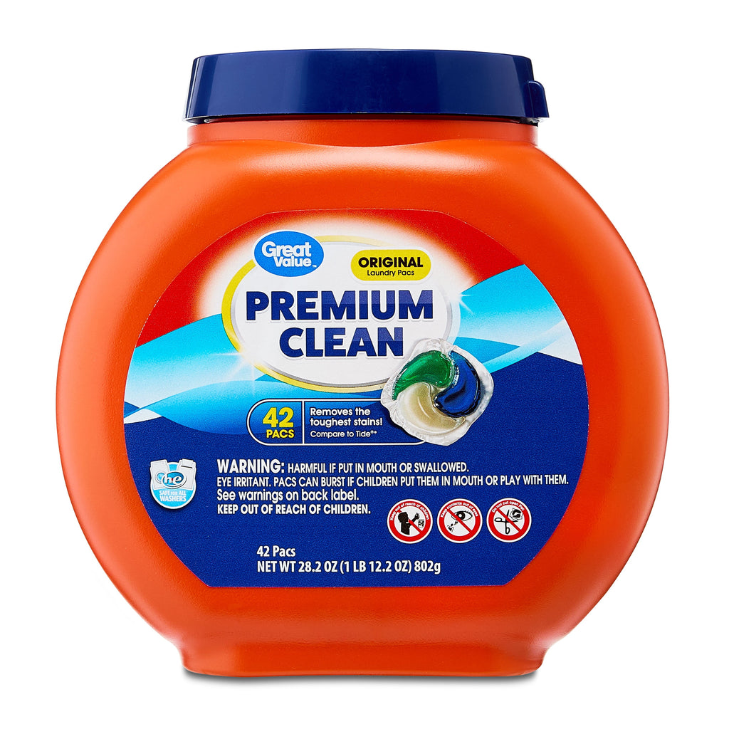 Great Value Premium Clean Laundry Pacs Original Scent 42 Count