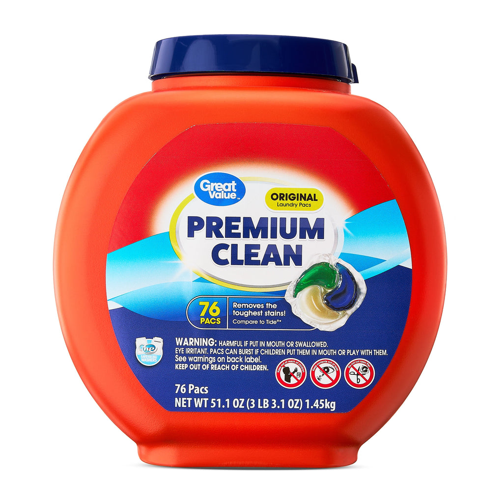 Great Value Premium Clean Laundry Pacs Original Scent 76 Count