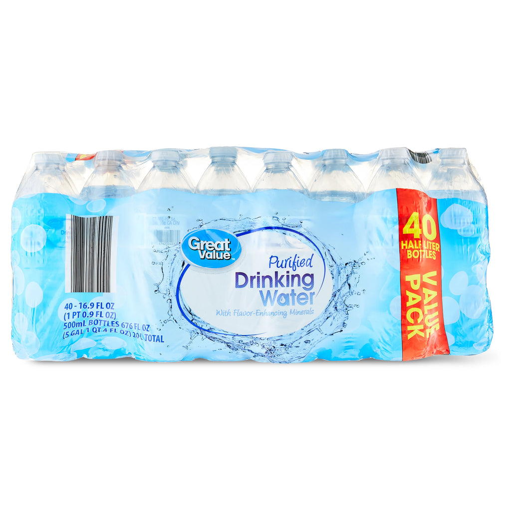 Great Value Purified Drinking Water 16.9 fl oz Bottles 40 Count Pack