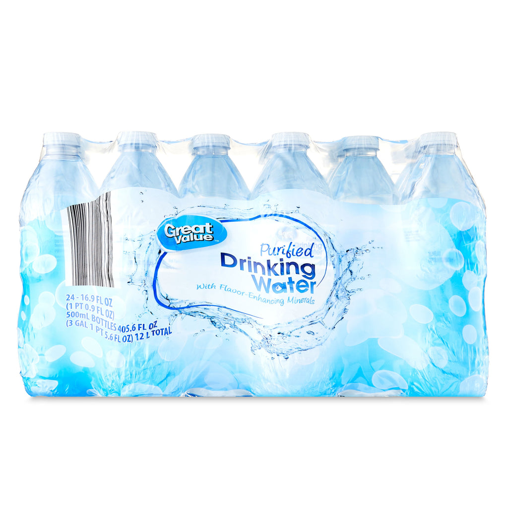Great Value Purified Drinking Water 16.9 fl oz Bottles 24 Pack
