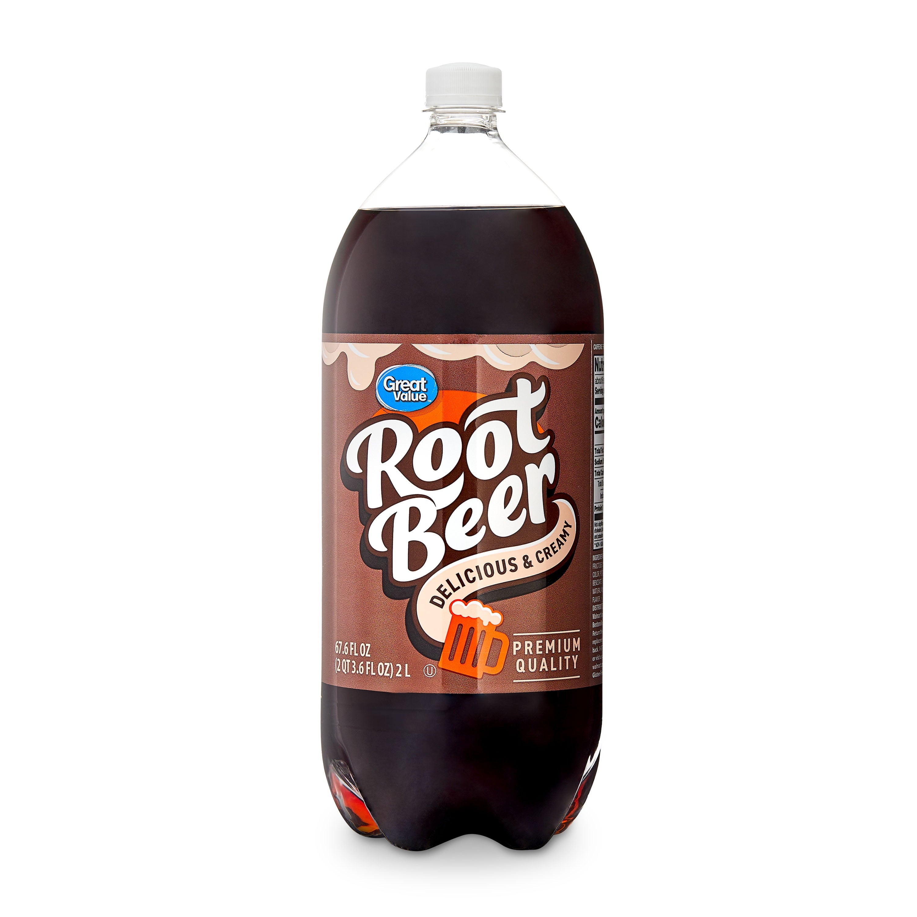 Great Value Root Beer Soda Pop Bottle 2 L