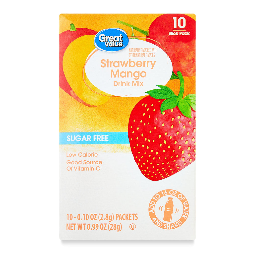 Great Value Sugar-Free Strawberry Mango Powdered Drink Mix 0.1 oz 10 Count