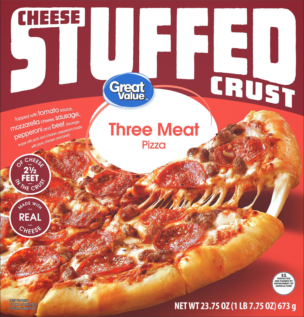 Great Value Stuffed Crust 3 Meat Frozen Pizza 23.75 Oz