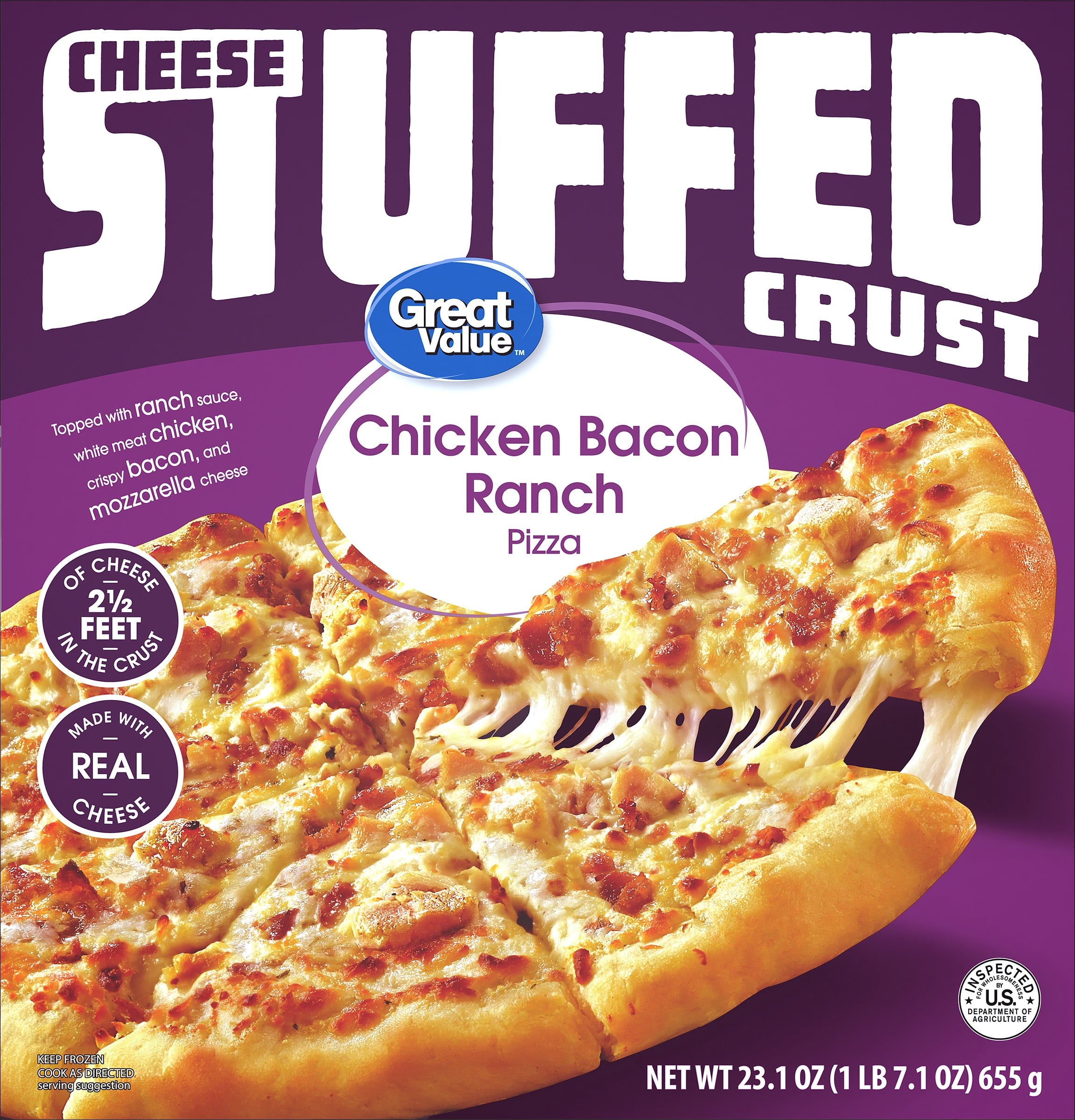 Great Value Stuffed Crust Chicken Bacon Ranch Frozen Pizza 23.1 Oz