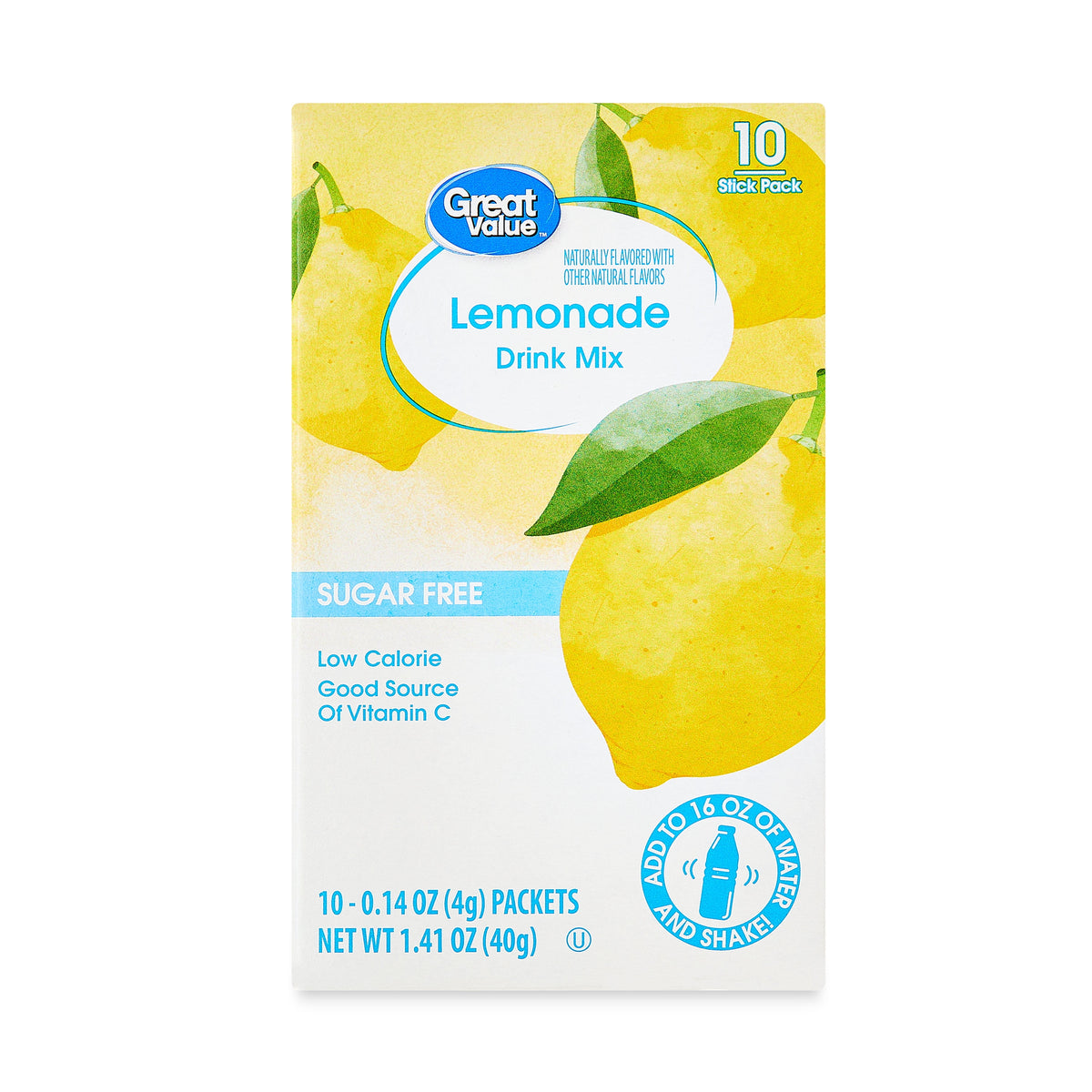 Great Value Sugar-Free Lemonade Drink Mix Packets 0.14 oz 10 Count