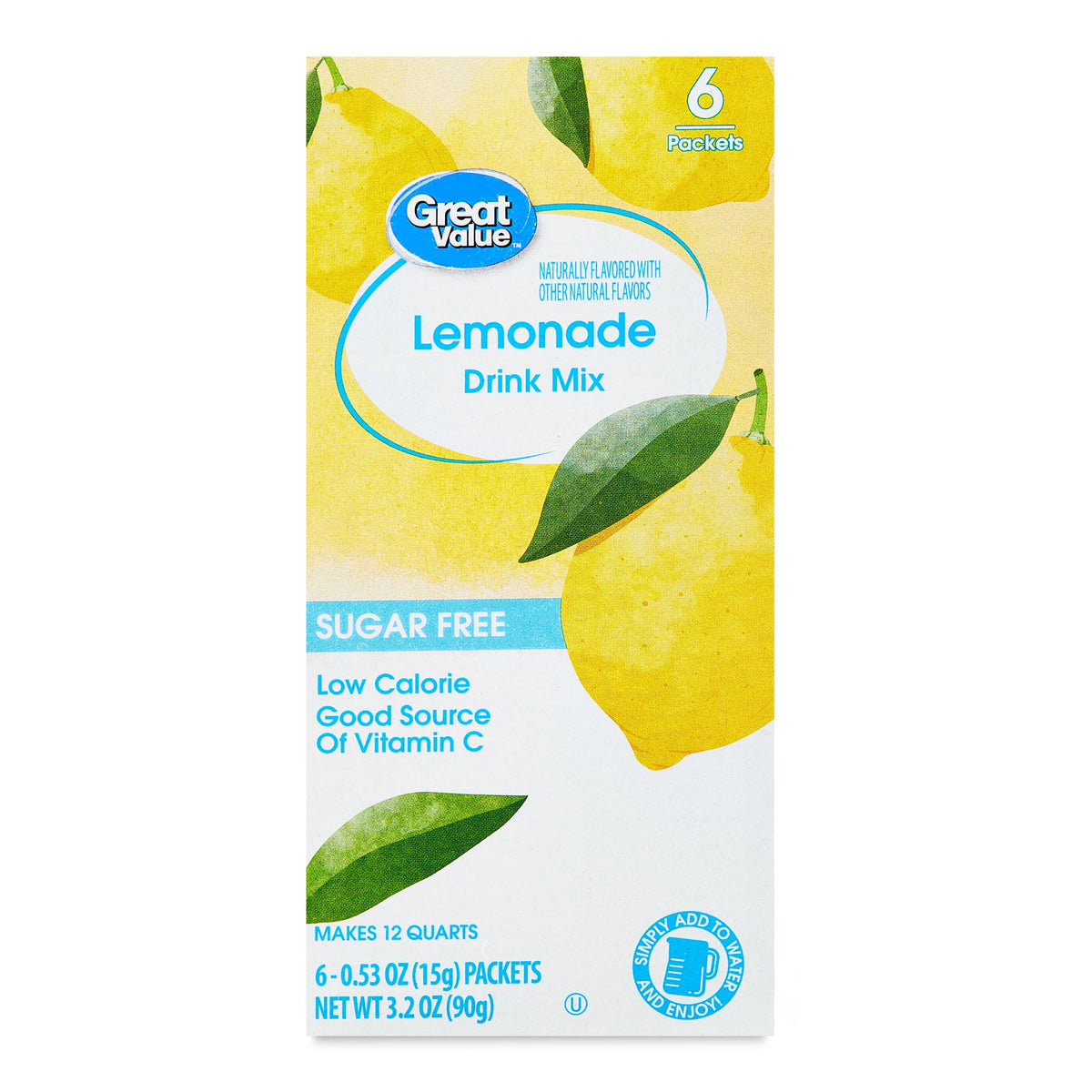 Great Value Sugar-Free Lemonade Powdered Drink Mix 0.53 oz 6 Count