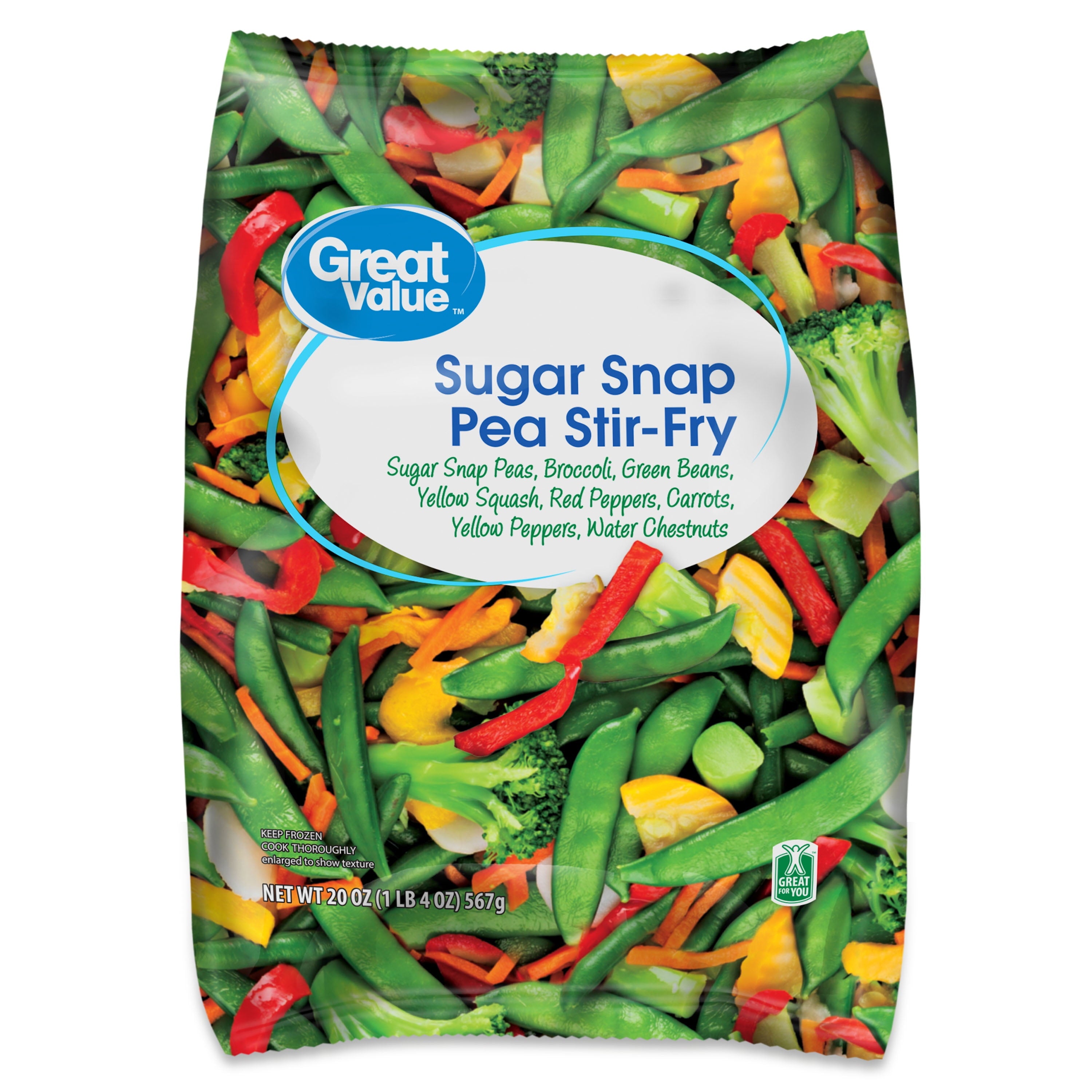 Great Value Sugar Snap Pea Stir-Fry Frozen Vegetable Mix 20 Oz