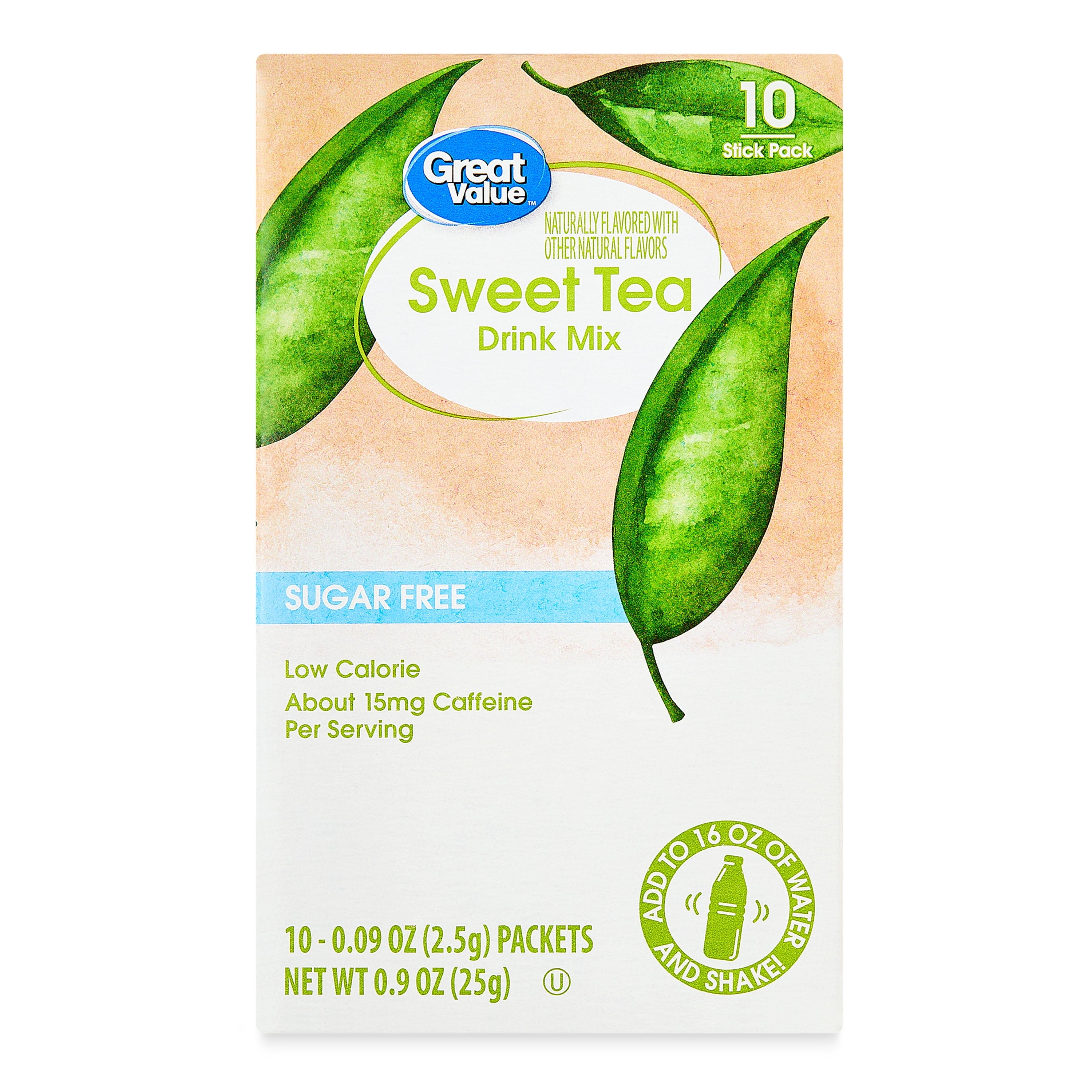 Great Value Sweet Tea Naturally Caffeinated Instant Iced Tea Mix 0.09 oz 10 Count