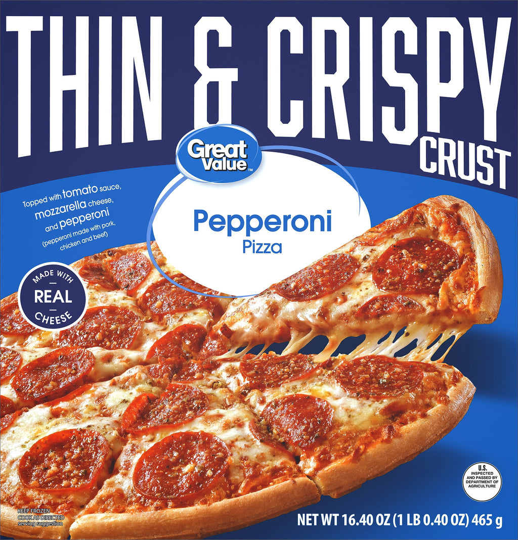 Great Value Thin Crust Pepperoni Frozen Pizza 16.4 Oz